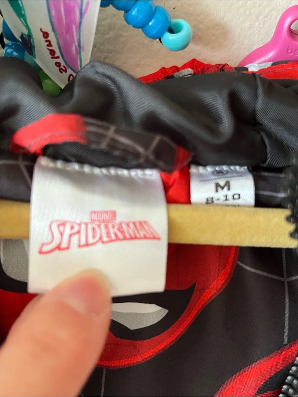 Marvel Black Puffer Jacket with Red Spider-Man Face Print